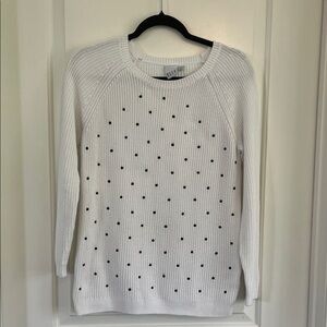 Elle cotton black embroidered dots sweater size small